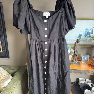 Elegant Black Button-Down Dress